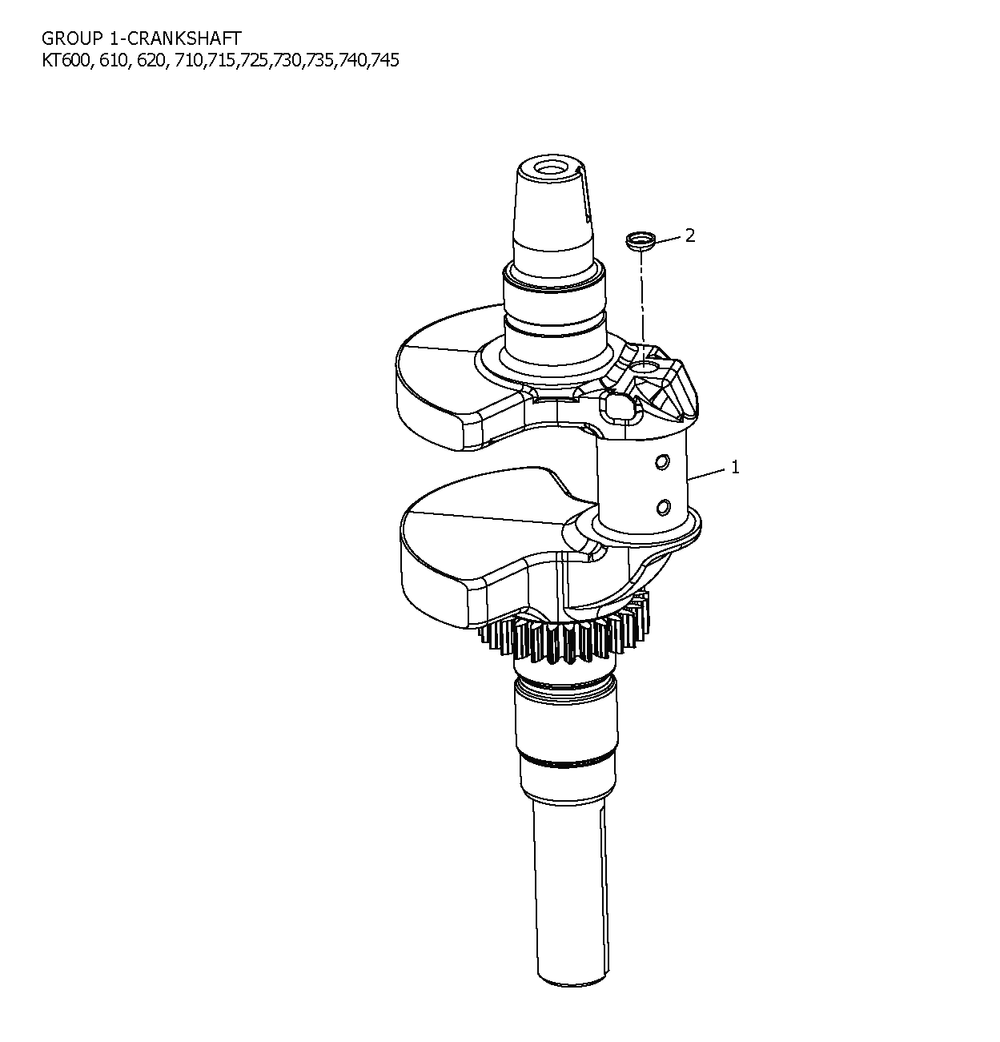 Kt725-3101 Crankshaft Diagram and Parts List for KT725-3101  Cub Cadet Engine